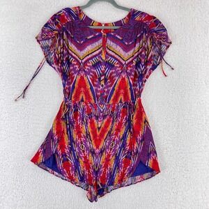 Free People Dream All Night Printed Playsuit Romper Womens Short‎ Sleeve Size XS